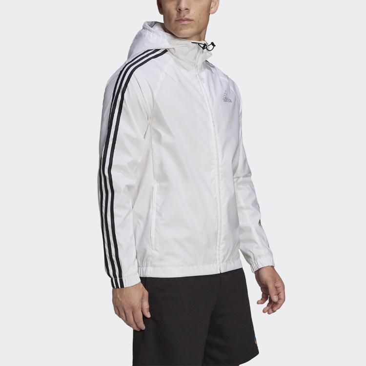 Adidas Casual Hooded Long Sleeve Jacket Men Outerwear White HE4318
