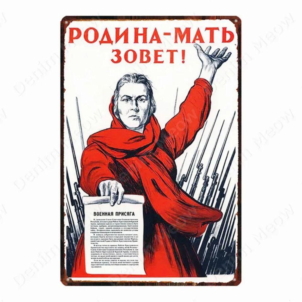 Russian Text Vintage Poster Girls Metal Tin Sign Home Bar Decor