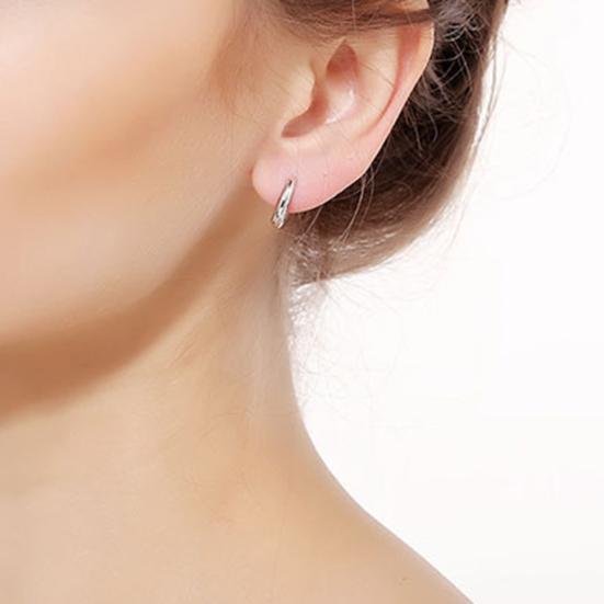 Men Women Silver Plated Smooth Small Hoop Huggie Earrings Party Jewelry Gift