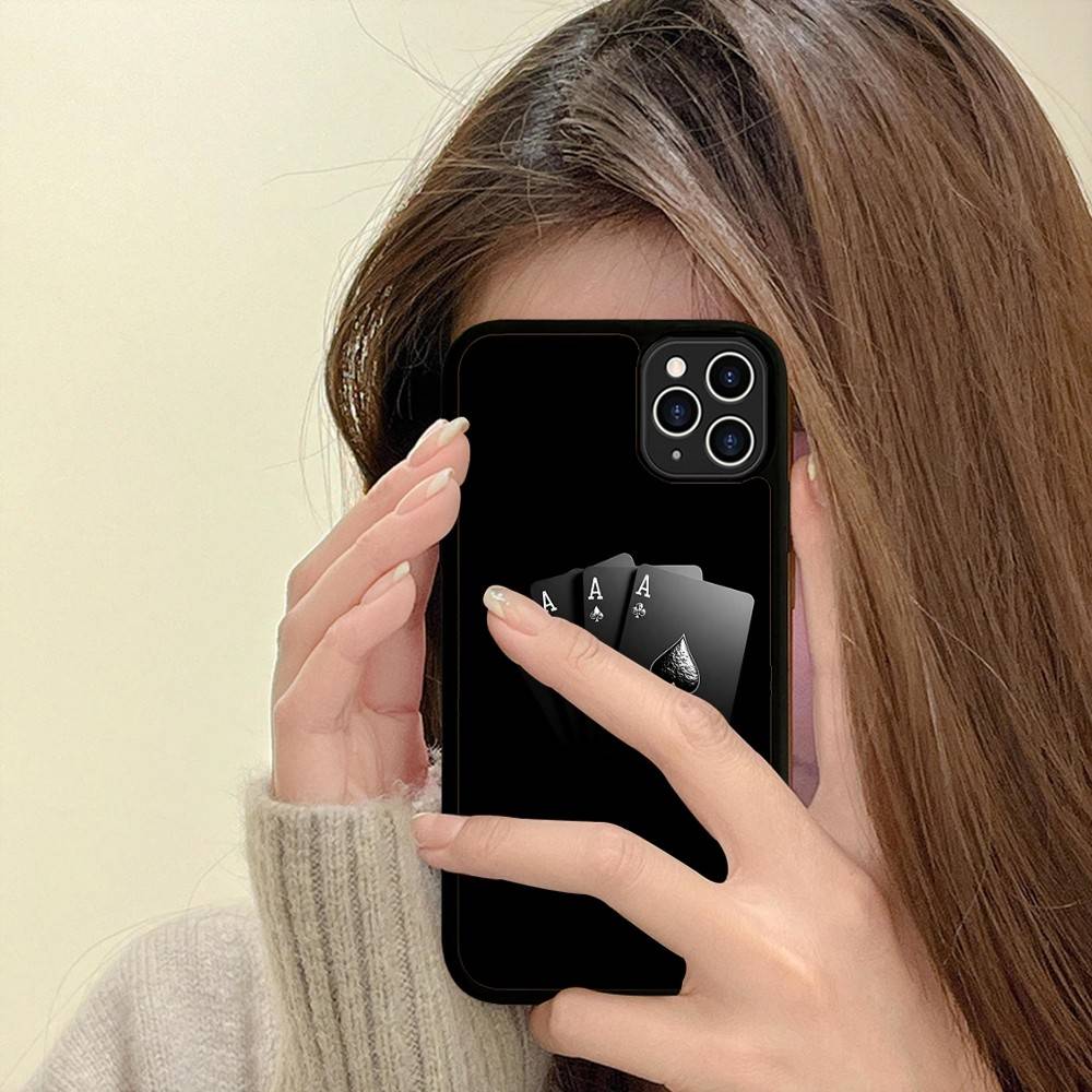 Poker Pattern Game Phone Case For IPhone 16 Pro Max 15 14 Plus 14 13 12 11 17 PC+TPU Cases Back Cover iPhone 14 pro