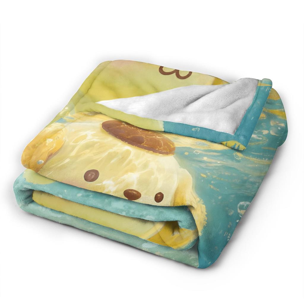 Poms Poms Purins Blanket  Warm Novelty Plush Throw Blanket For Children Couch Chair Sofa Bed Flannel Bedspread Bed Cover