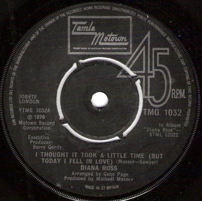 7inch Record DIANA ROSS - I Thought It Took A Little Time (Bu TMG1032 Tamla Motown 1976 UK Soul/Funk Used