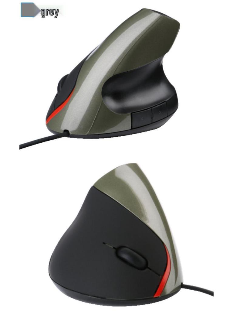 Ergonomic Vertical USB Optical Mouse with Wrist Support - 5-Button Wired Design