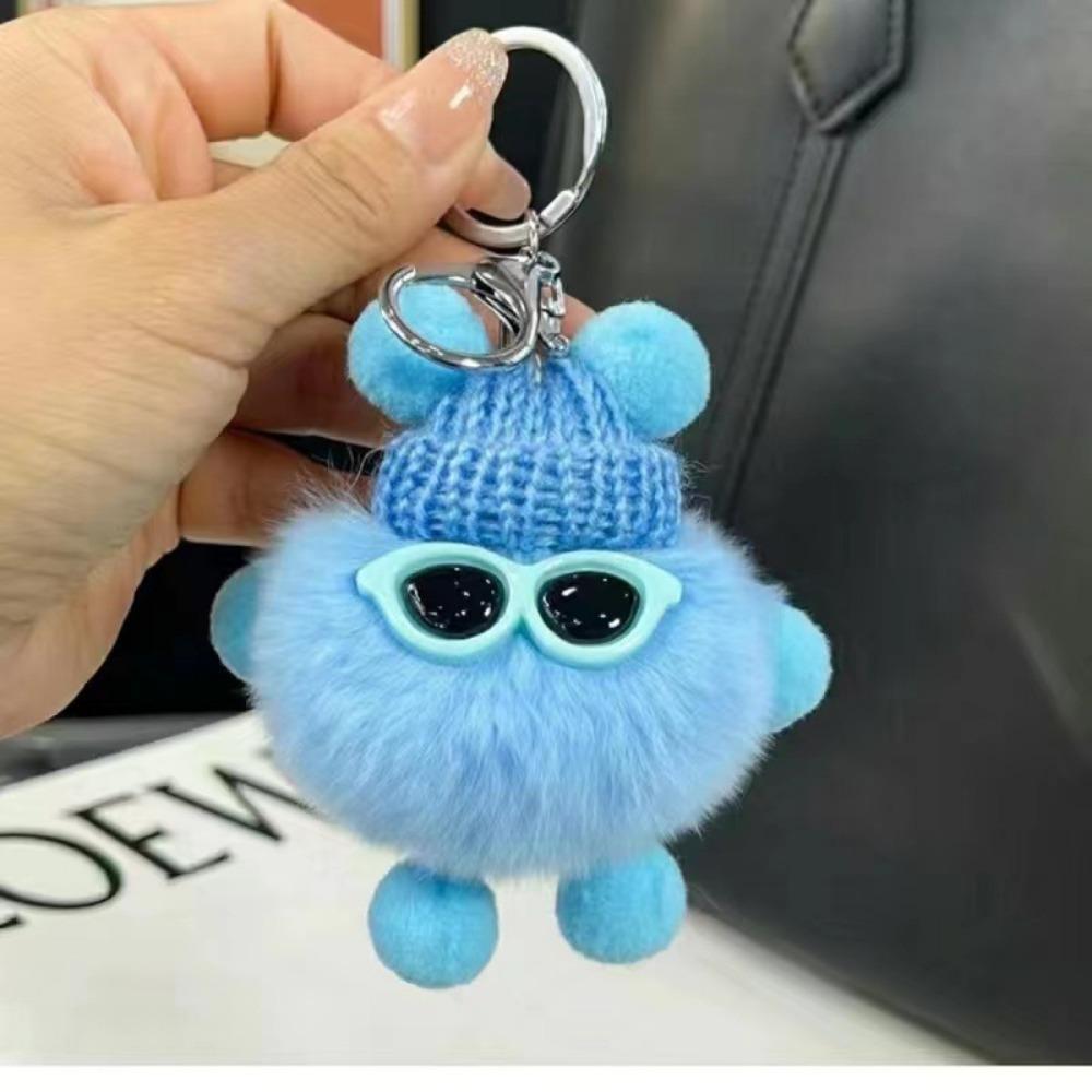 Imitation Plush Pendant Cartoon Coal Ball Key Bag Plush Doll Pendant Keychain Cute Solid Color Accessories