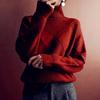Damenmode, lässig, Herbst/Winter, einfarbig, mit Druck, langen Ärmeln, hohem Halsausschnitt