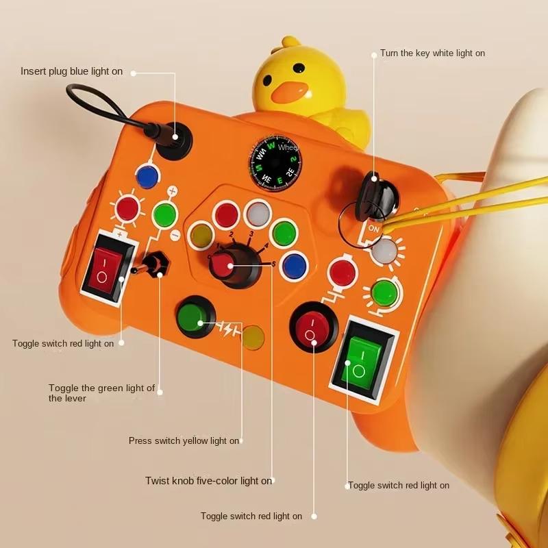 Montessori Busy Board Sensory Toys Cartoon With Led Light Switch Control Board Travel Activities Children Game For 2-4 Years Old