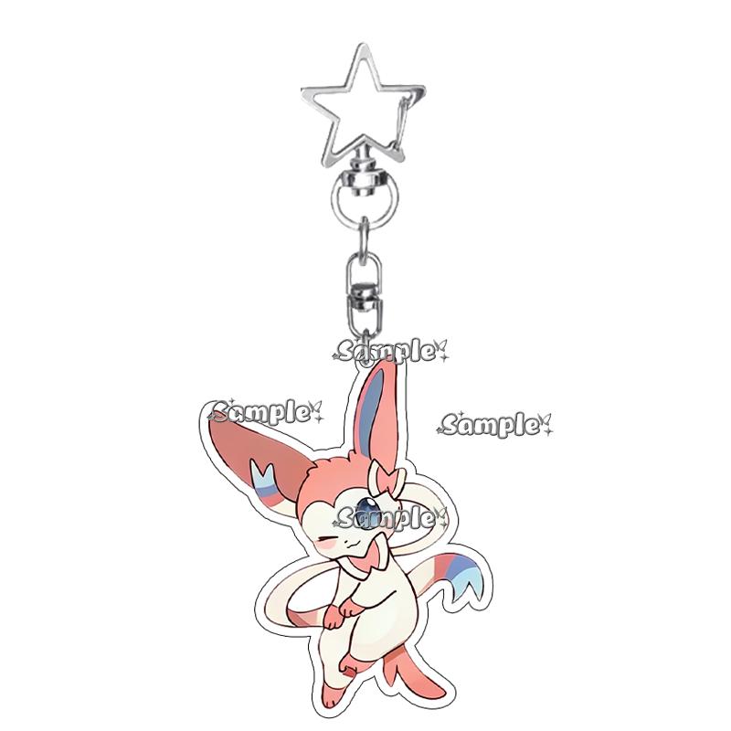 PKM Umbreon Jolteon Glaceon Vaporeon Eevee Anime Cartoon Accessory Acrylic Keychain Backpack Decoration Charm Pendant Gifts Toys