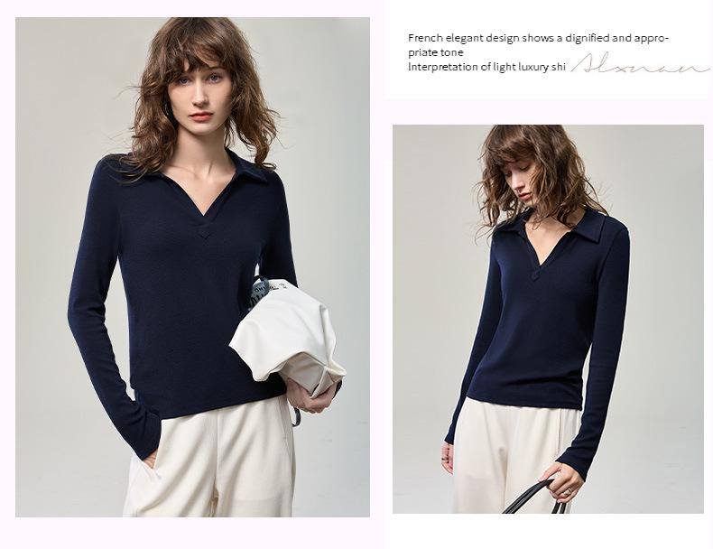 Dámské měkké tričko s dlouhým rukávem a výstřihem do V - Zeštíhlující vysoce kvalitní základní vrstva na podzim 2025