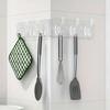 Colgador de fila de acrílico, Gancho de pared adhesivo, Estante de 6 ganchos sin rastro para colgar ropa, toallas, llaves y otros artículos, Adecuado para cocina, dormitorio