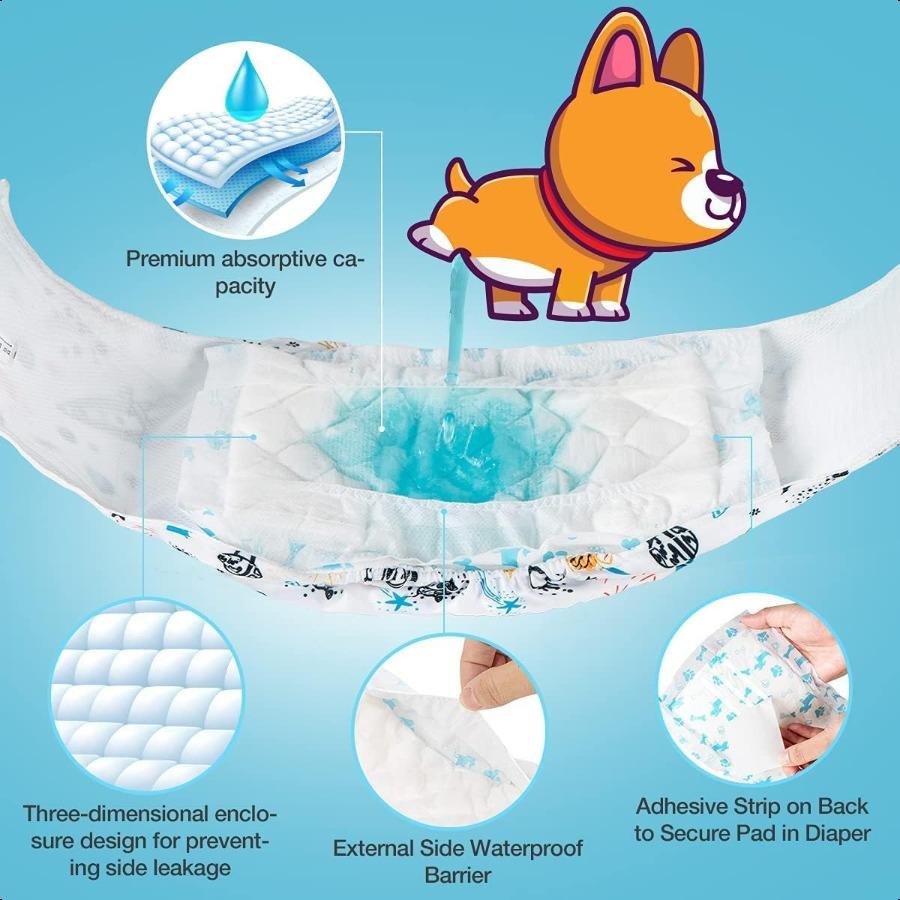 

Подгузники-вкладыши для собак XL 40 штук Подгузники-вкладыши для собак-мальчиков и собак-девочек Вставки подходят для большинства щенячьих подгузников и поясов для живота питомцев United States