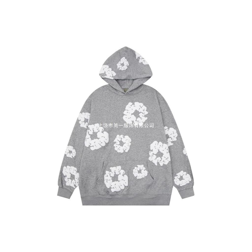 Felpa con cappuccio floreale trendy marca americana pullover casual ampio con stampa digitale per uomo e donna