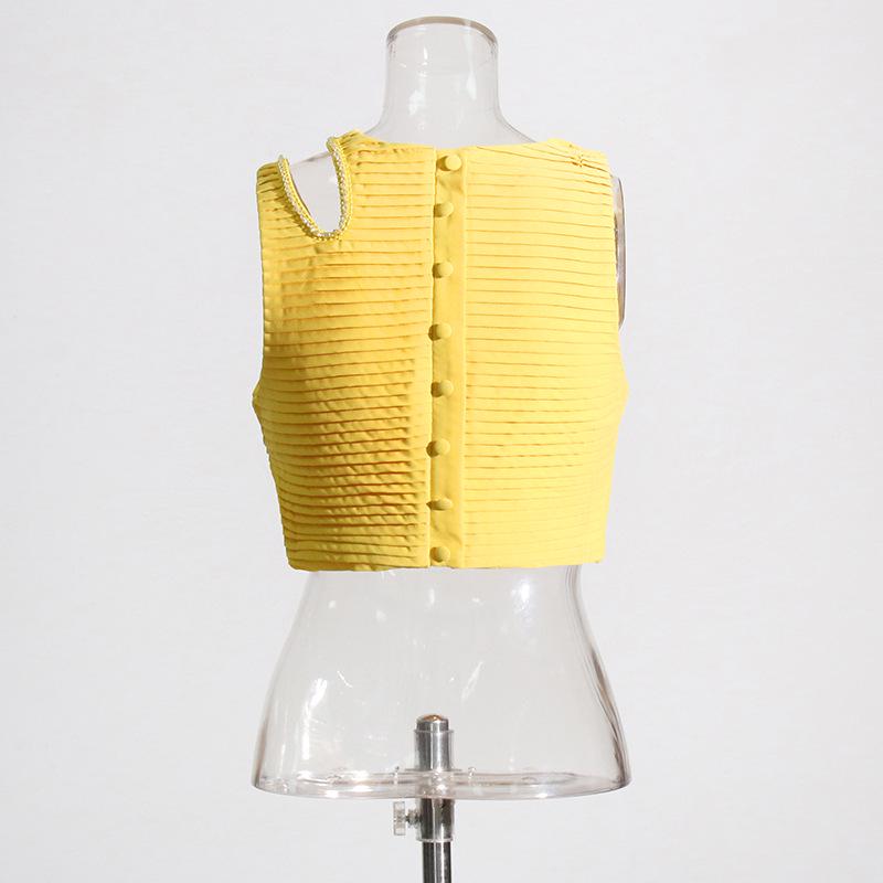 2025 Spring Socialite Suit: Pleated Hollow Top & Irregular Skirt