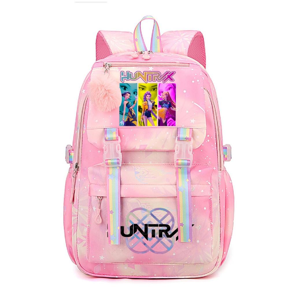 K-Pop Demon Hunters School Bag Kids Students Huntrix Girl Rainbow Dual-Shoulder Bag Boys Laptop Rucksack Outdoor Shouler Bag