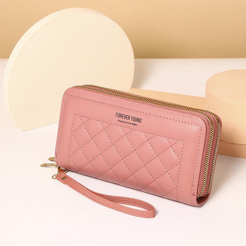"Women's Long Handbag Wallet - Korean Style, Double Zipper, Large Capacity, Card Holder & Phone Bag"