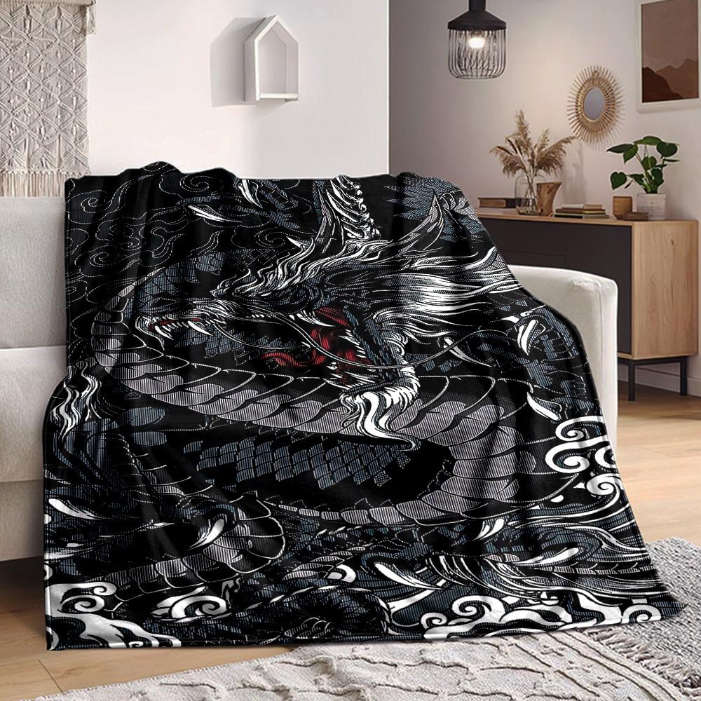 1pc Dragon Art Blanket - Perfect Gift for Birthdays, Christmas & Halloween- Soft, Warm & Versatile yy250909106 75x90cm