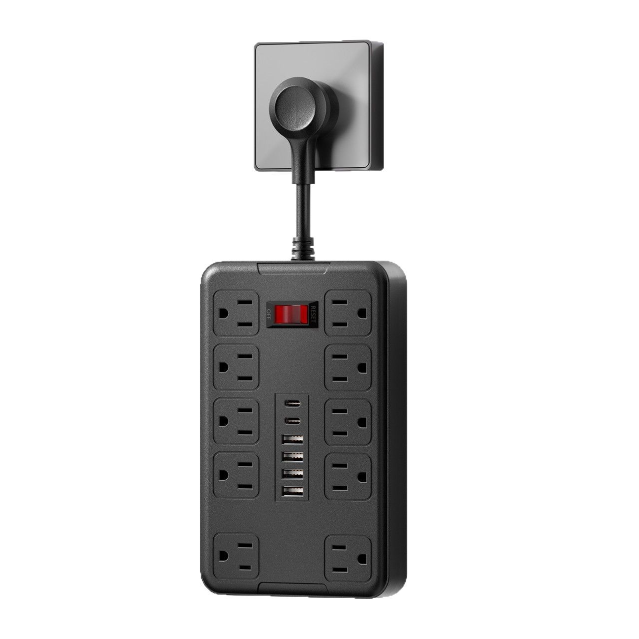 

New Model with Surge Switch American Standard Socket Household Power Strip Socket 10 Position American Standard USB Plug Board black* 45 degree 1.8m