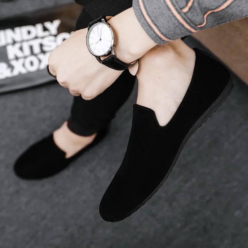 

Модные мужские лоферы, повседневная обувь на плоской подошве для мужчин, слипоны, дизайнерская обувь, мужские кроссовки с низким верхом, поступление 2025 года, Zapatos De Hombre 44 чёрный