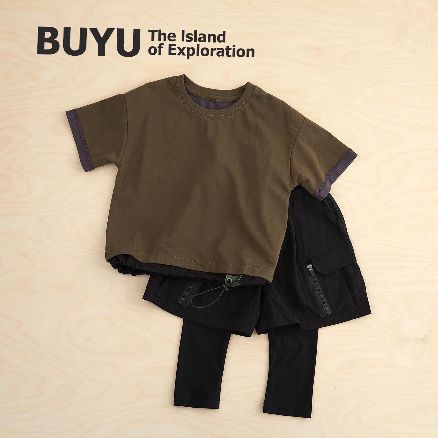 Boys  Trendy Patchwork Sun Protection Two-Piece Set: Breathable Top and Faux Two-Piece Pants for Outdoor Sports 110cm