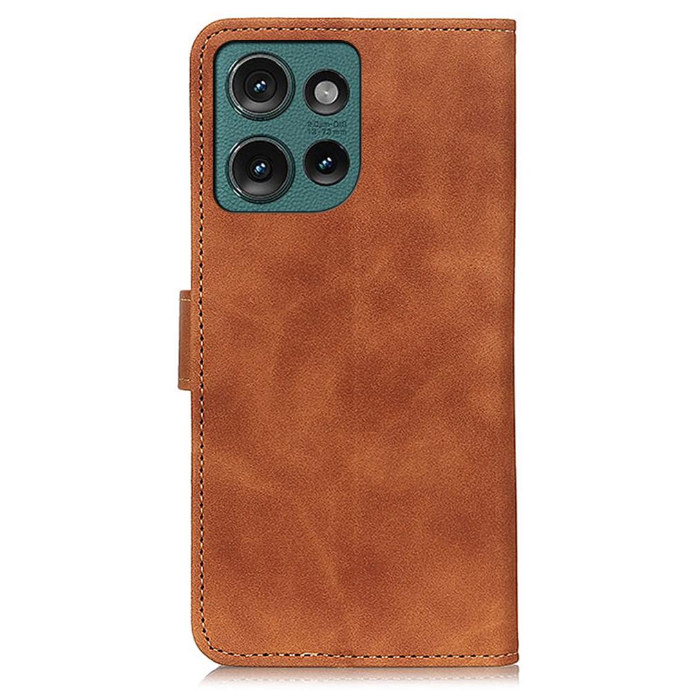 KHAZNEH Für Motorola Edge 50 5G Hülle Retro PU Leder Brieftasche Ständer Handyhülle