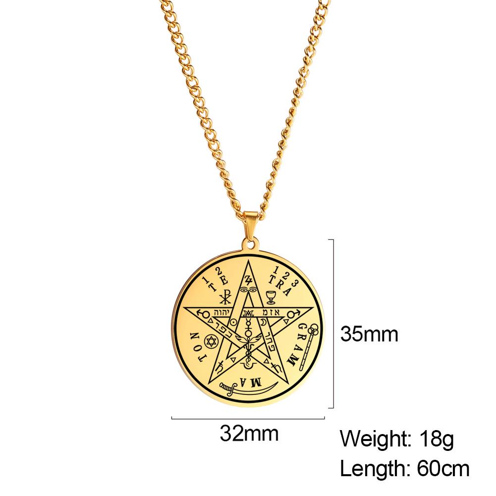 Dawapara Tetragrammaton Pentagram Necklaces Witches Knot Pendant Wiccan Protection Amulet Stainless Steel Jewelry