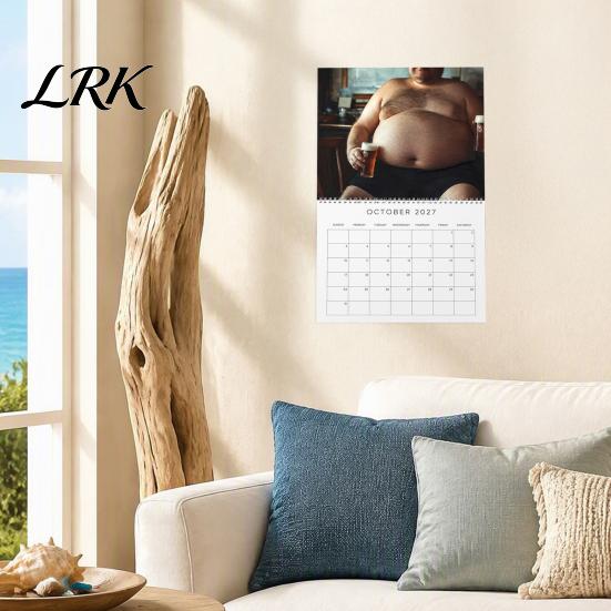 Thick Paper Monthly Organizer 2027 Beer Bellies Wall Calendar, Funny Men Photo Planner with Coil Decorative Binding for Home Office Bar Decor,