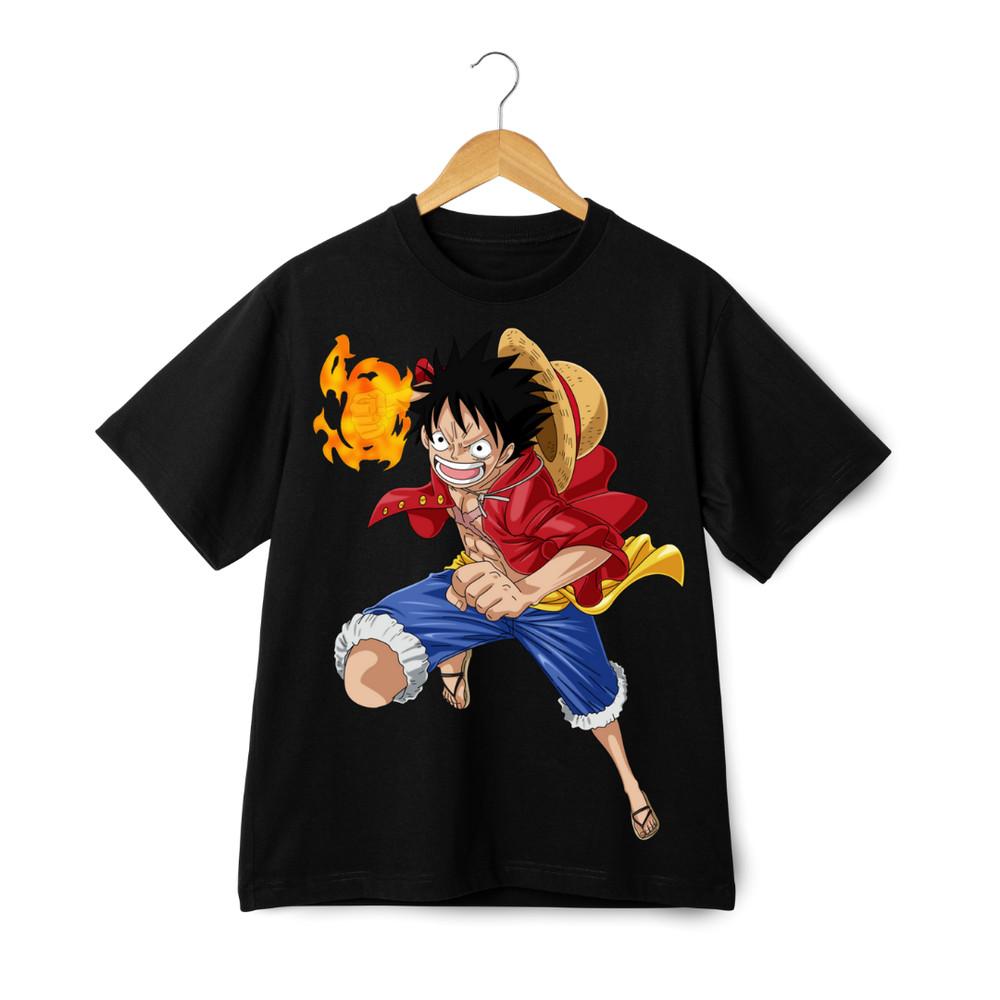 One Piece Luffy Fire Punch T-Shirt - Cool Straw Hat Pirate Tee Street Cosplay