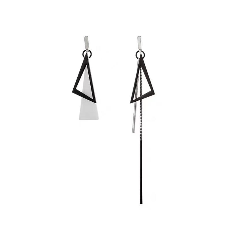 Geometric Tassel Clip-On Earrings: Simple Cold Style for Non-Pierced Ears