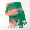 Autumn and Winter Mohair Thick Beard High-end Women's Scarf Multi-color Plaid Warm Versatile Scarf Shawl Retro