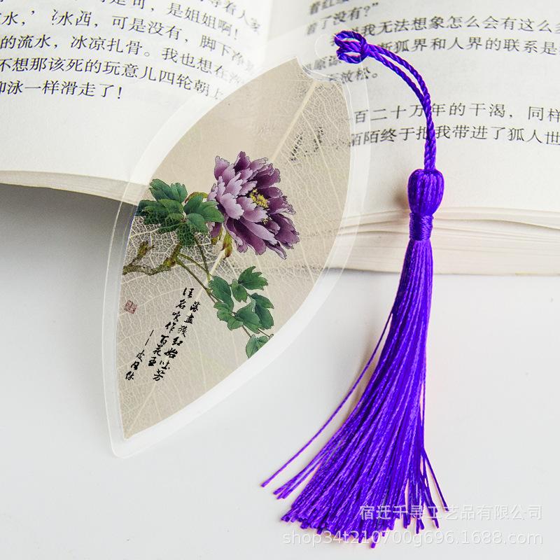 Transparent Bookmarks with Tassels Chinese Traditional Culture Plastic Bookmarks Student Teacher Stationery