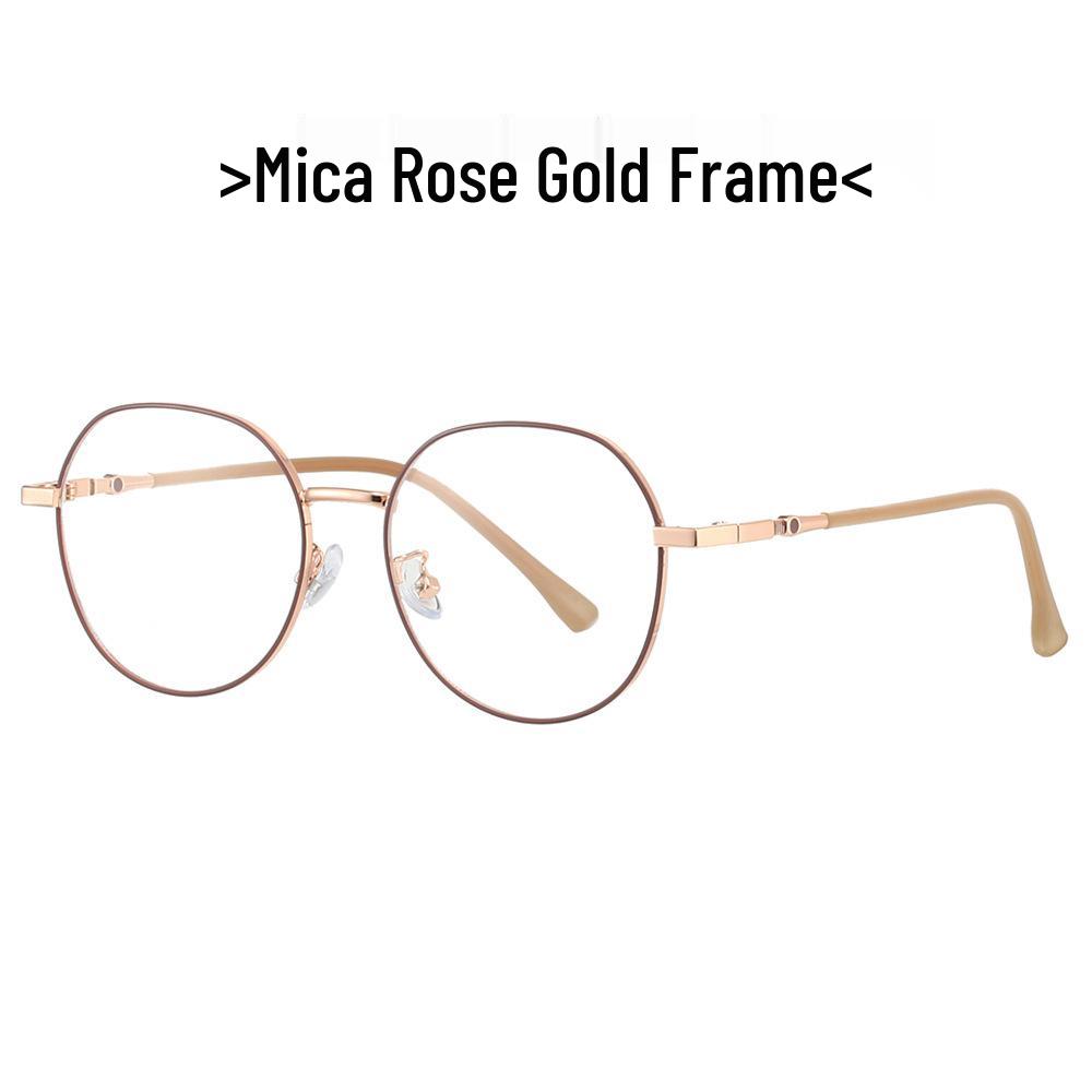 Anti-Blue Light Artistic Oval Metal Frame Prescription Glasses for Students