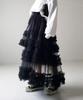 Japanese Style Spring/Summer Women's A-Line Midi Skirt with Anti-Exposure Hand-Stitched Three-Layer Net Yarn