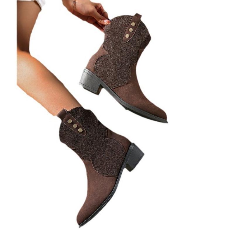 Martin boots women's winter new large size retro splicing two-color fashion short women's boots