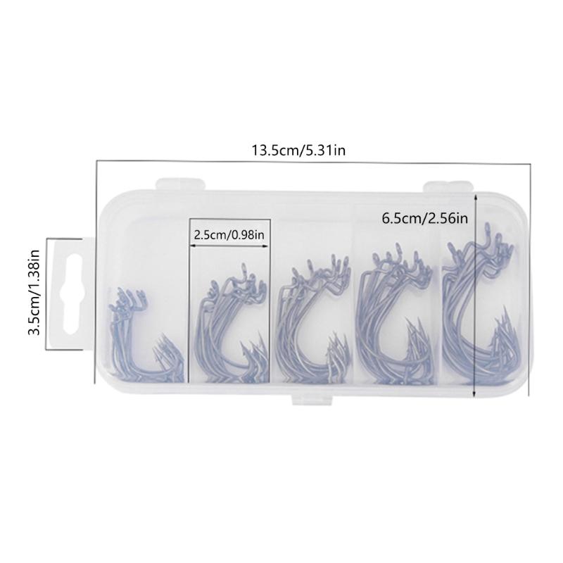 50Pcs Highly Carbon Steel Barbed Fishing Hook Worm Soft Baits Jig Fishes Hook
