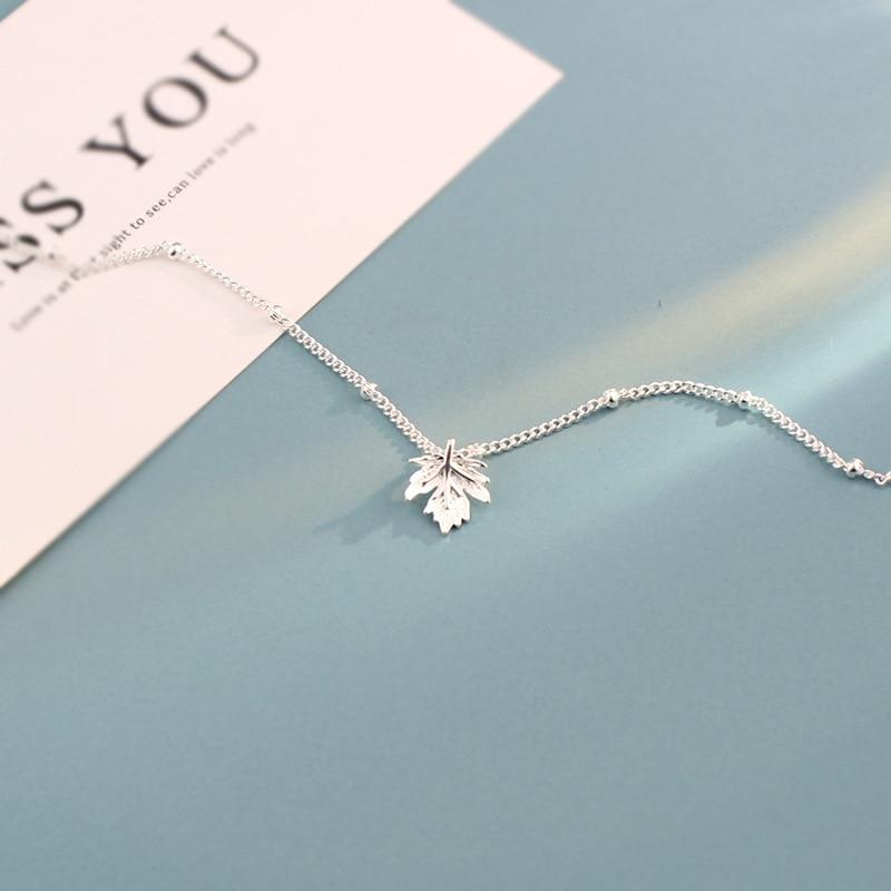 Sterling  Tone Maple Leaf Wrist Bracelet Female Anti Fatigue Basic Minimalist Student Niche Leaf Jewelry Lover Girlfriends Giveaway