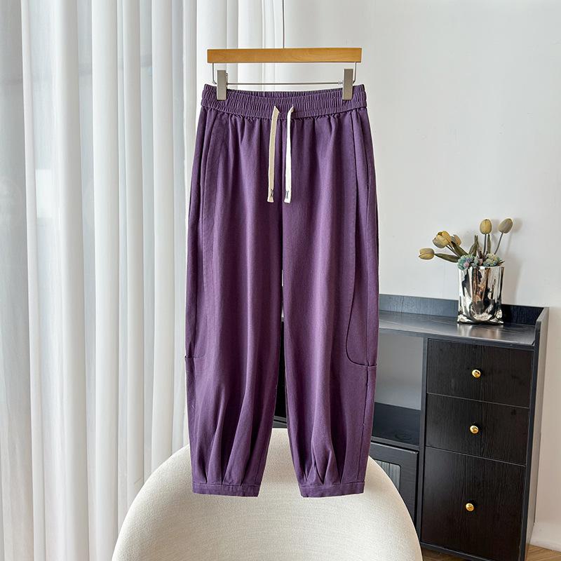 Autumn Plus Size Women's Elastic Waist Drawstring Loose High Stretch Cuffed Straight Leg Casual Pants