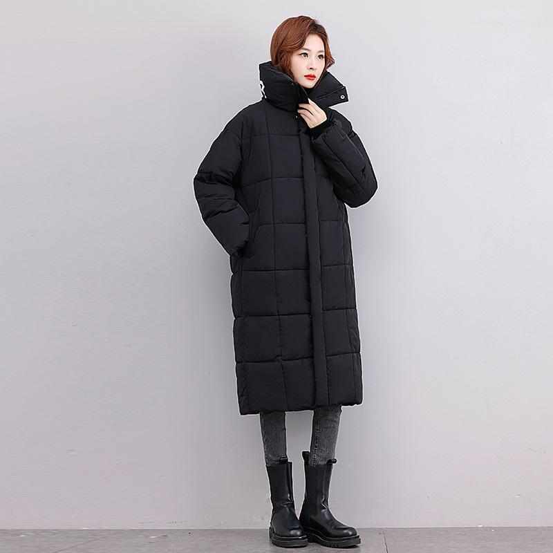 Long Cotton-padded Jacket Coat Winter New Loose Casual Warm Long Collar Coat Clip.