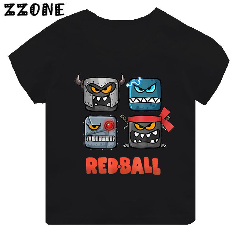 Hot Sale Red Ball 4 Print Cartoon Kids T-shirt Funny Girls Clothes Baby Boys Black Short Sleeve T Shirt Children Tops