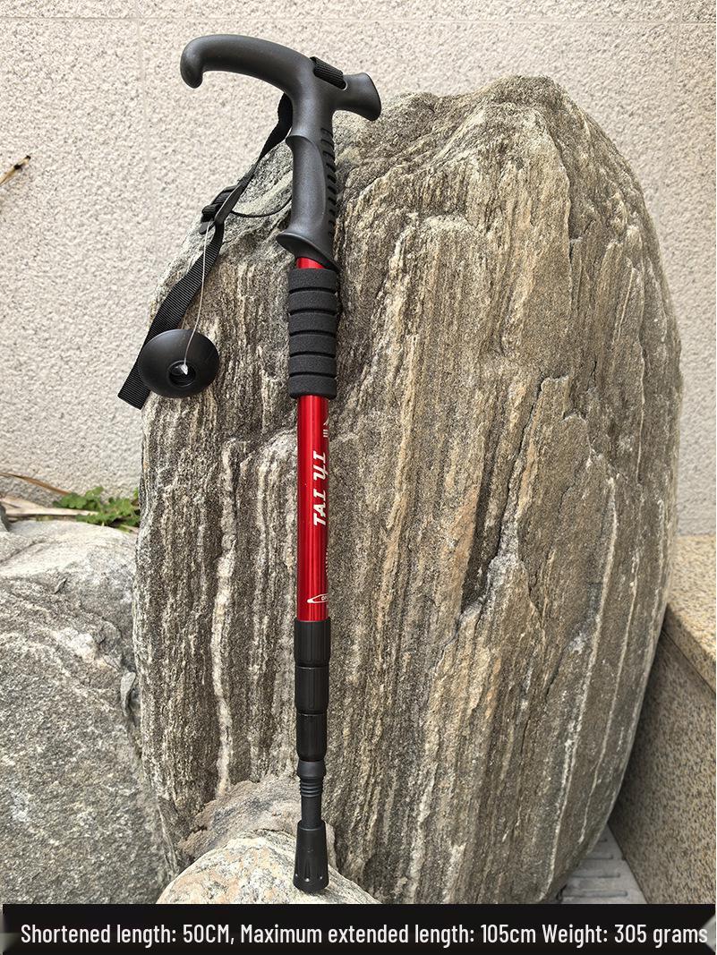 

Folding Aluminum Hiking Poles - Multifunctional Telescopic Walking Sticks for Outdoor Camping & Climbing красный