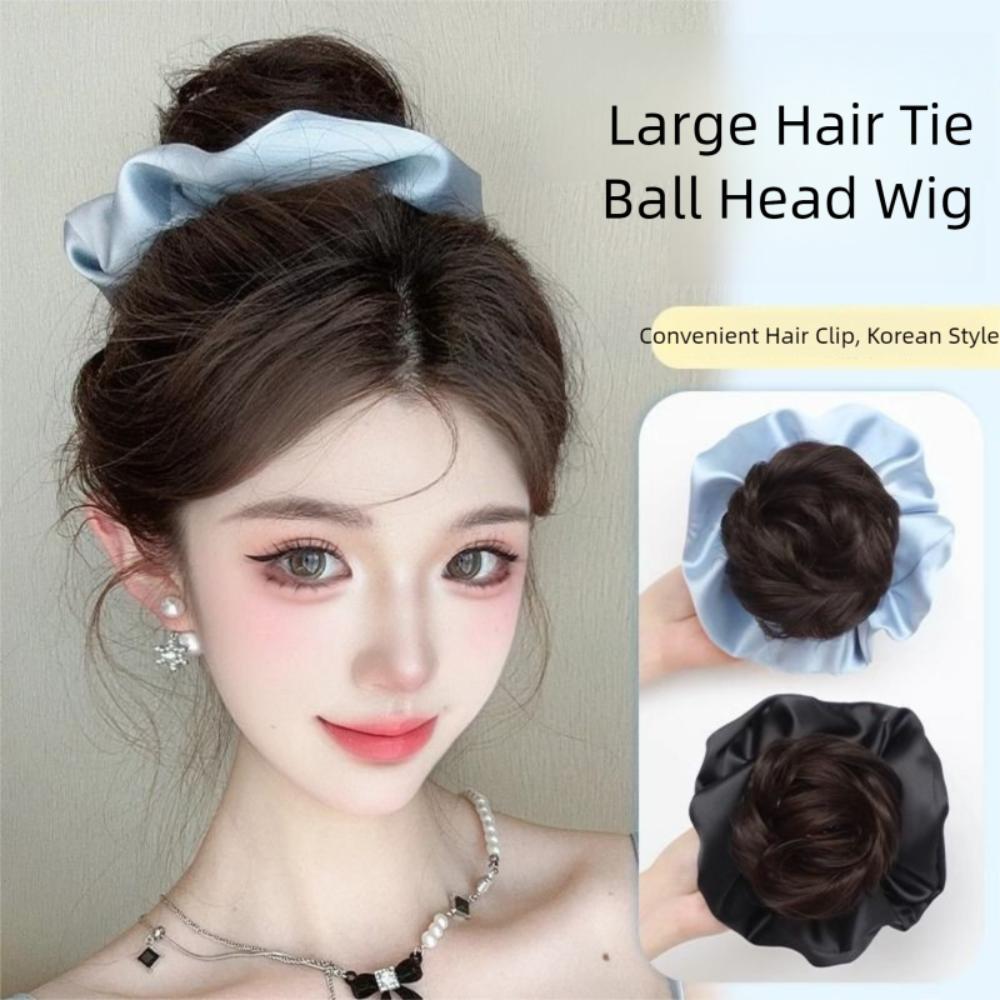 Satin Scrunchie False Hair Pieces Claw Clip Ponytail Chignon Fashion Flower Bun Head Wig  Daily Use