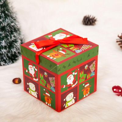 1 PC Square Stackable Christmas Decoration Gift Wrapping Box Foldable Candy Snacks Storage Box with Lids Exquisite Craftsmanship Fast Delivery