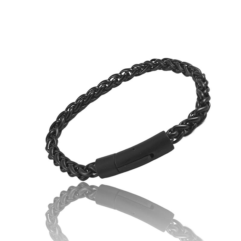 

6mm Stainless Steel Black Chain Bracelet for Women Men Fashion Bride Bangle Trendy Wedding Party Couple Jewelry Birthday Gift 20.5cm чёрный