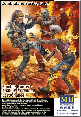 Master Box Zombieland Series Zombie Hunter 1 Female 2 Attacking Male and Female Zombies Plastic Model MB35244 1/35 + (People)