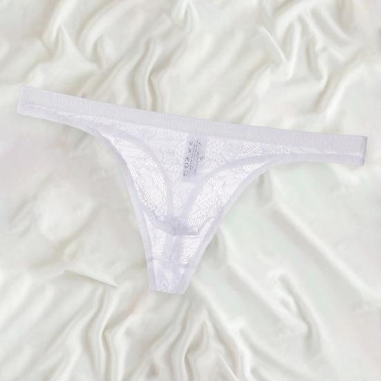 Men Underpants Lace Trim Breathable Mesh Quick Dry Low Waist Close-fitting Seamless Moisture