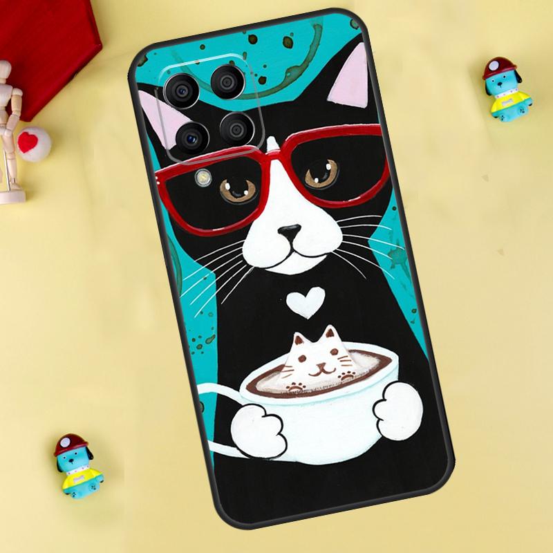 Cute Coffee Milk Cat Case For Samsung Galaxy M33 M15 M55 M31 M13 M12 M14 M06 M16 M36 M56 M53 M32 M52 M35 M34 M54