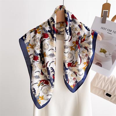 Luxury Plaid Print Square Silk Scarf For Women Hijab Hair Bands 70Cm Neckerchief Female Satin Shawl Ribbon Headband