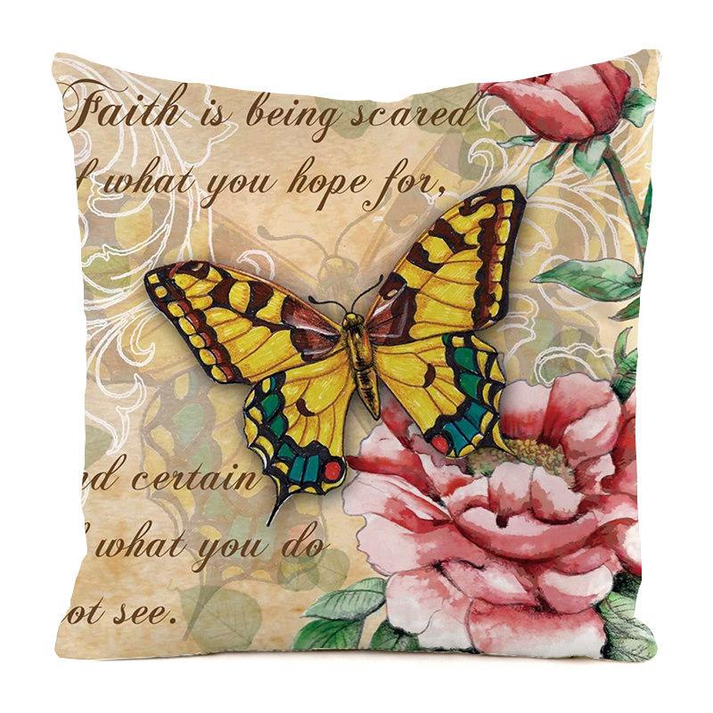 Colorful Countryside Butterfly Digital Printing Short Plush Pillow Covers For Car Sofa Office Cushion Cover Home Goods