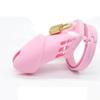 Pink Soft Silicone Male Chastity Cage Device Small/Large Lockable Ring Sex Toys with 5 Cock Ring Penis Sleeve for Men BDSM