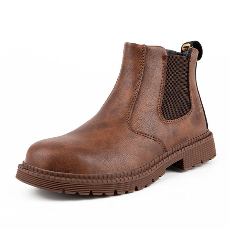 Waterproof Safety Work Shoes For Men Chelsea Steel Head Leather Boots Male Footwear Indestructible Construction Security Boots