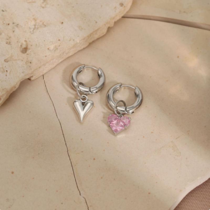 Pink Love Heart Zircon Pendant Earrings For Women Earrings Party Gifts Earrings For Women Jewelry Accessories