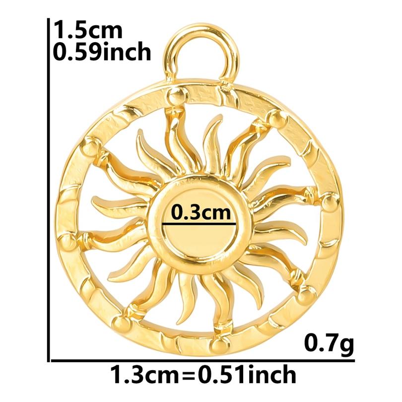 6pcs Real Gold Plated Sun Charms For Jewelry Making Supplies Stainless Steel Charm Pendants Heart Moon Thread Sunshine Material